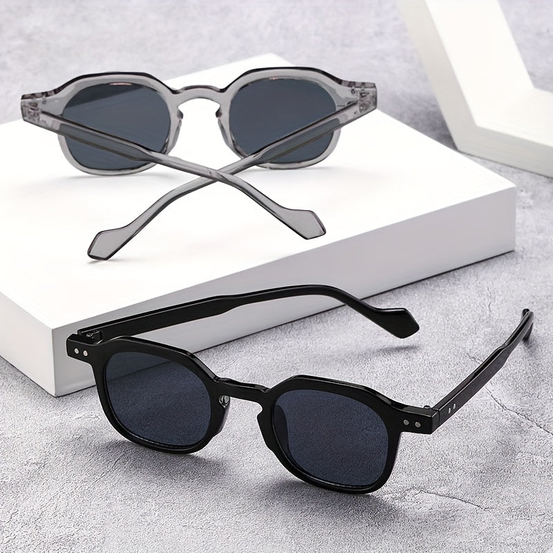 Square Sunglasses Steampunk Rivet Decor Anti Glare UV400