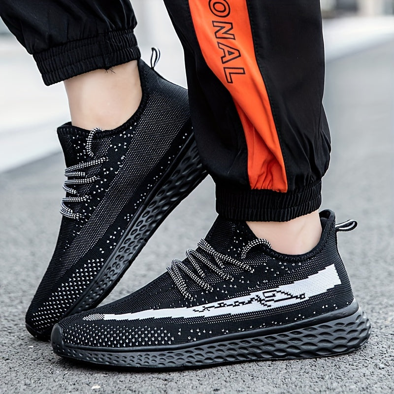  Men's Woven Knit Breathable Sneakers Non Slip Soft Sole Shoes