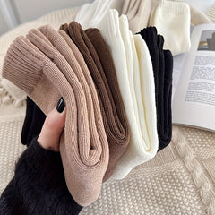 6 Pairs Ribbed Mid Tube Socks Women's Stockings