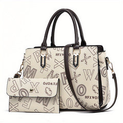 2pc Tote Bag Clutch Purse Set Textured Shoulder Bag Versatile Commuter Bag