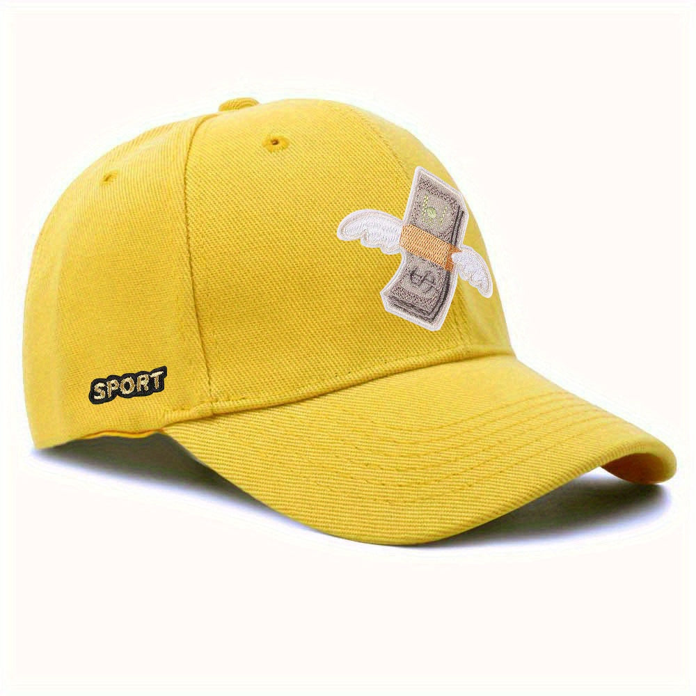 Adjustable Multicolor Mens Peaked Cap With Banknote Embroidery