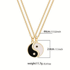 Stainless Steel Yin Yang Pendant Puzzle Piece Necklace for Couple or Friends