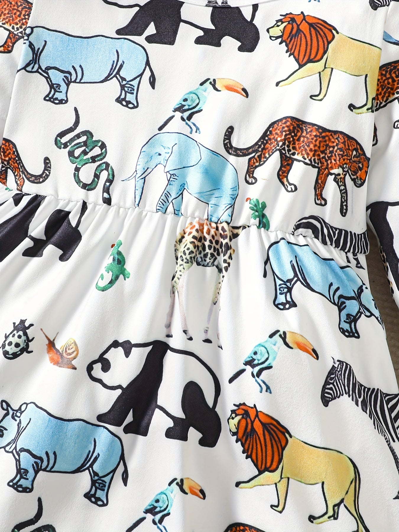 Baby Girls Forest Animal Print Casual Long Sleeve Dress