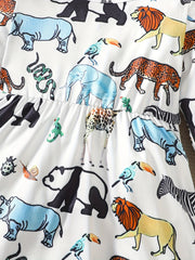 Baby Girls Forest Animal Print Casual Long Sleeve Dress