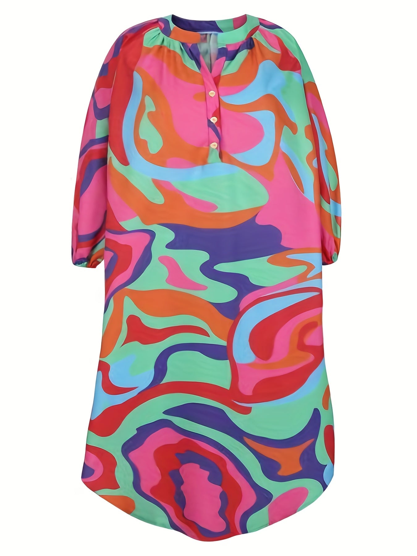  Print Button Up Maxi Dress