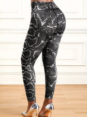 Snake Skin Print Yoga Pants High Waist Leggings Women's Activewear