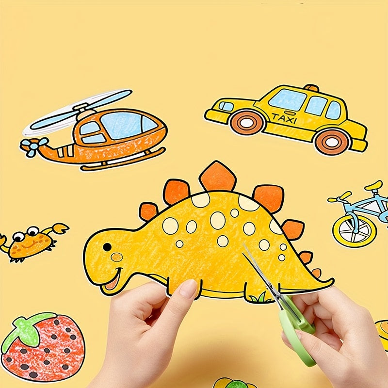 12pcs Colored Paper Tablecloth 30 DIY Scroll Stickers For Kids Birthday