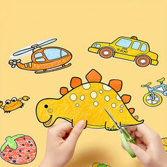 12pcs Colored Paper Tablecloth 30 DIY Scroll Stickers For Kids Birthday