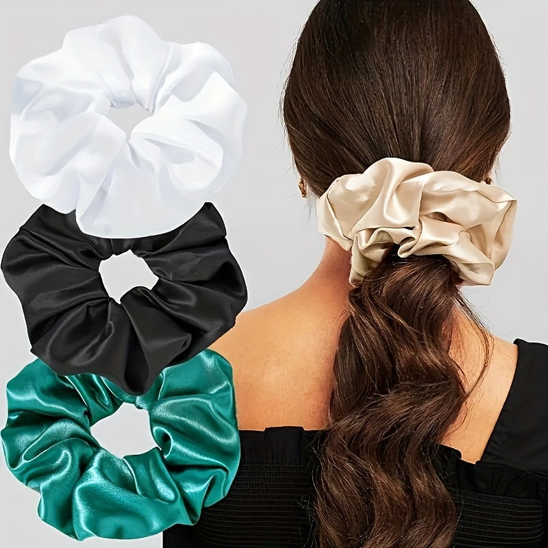 Large Scrunchies Hair Tie Silk Elastic Ponytail Holder