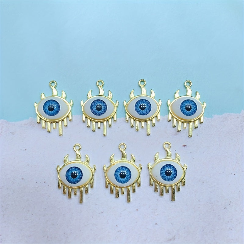 24mm Golden Evil Eyes Flame Pendant DIY Necklace