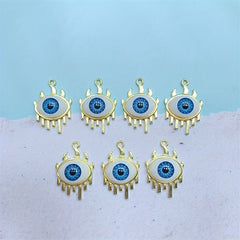 24mm Golden Evil Eyes Flame Pendant DIY Necklace