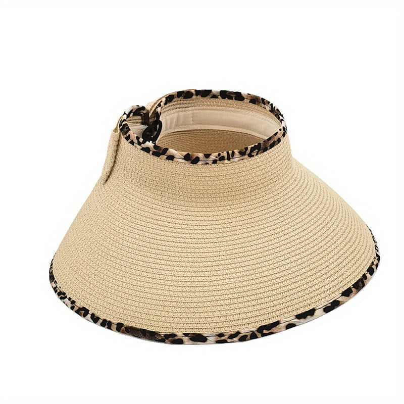 Summer Visor Hat Wide Brim Straw UV Protection Sun Hat