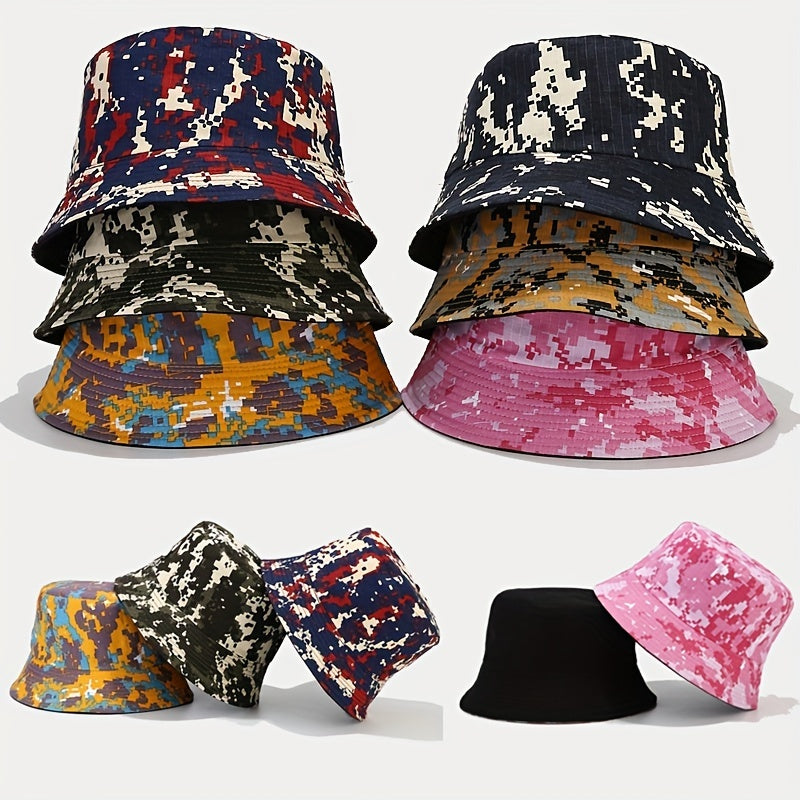Geometric Print Bucket Hat Lightweight Sunscreen Fisherman Cap