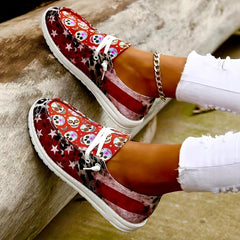 Women's Skull Pattern Flat Shoes Slip On Lightweight Halloween Shoes