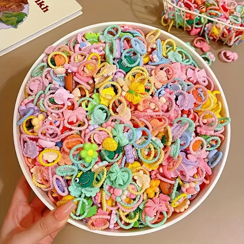 50pcs Cartoon Hair Tie for Babies High Elastic Hair Accessories