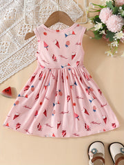 Baby Girls Ice Cream Print Sleeveless Dress