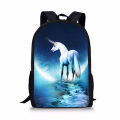 3D Animal Horse Eagle Print Teen Boy Children Backpack Large Capacity School Bag