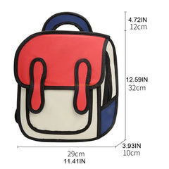 3D Cartoon School Bag Satchel Shoulders Bag Backpack