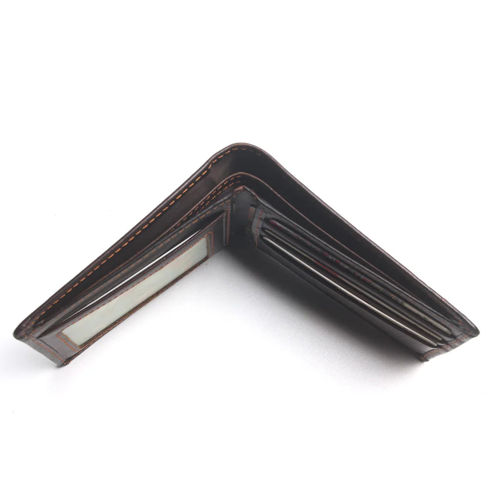 Vintage Cowhide Flower Wallet Men Leather Money Bag