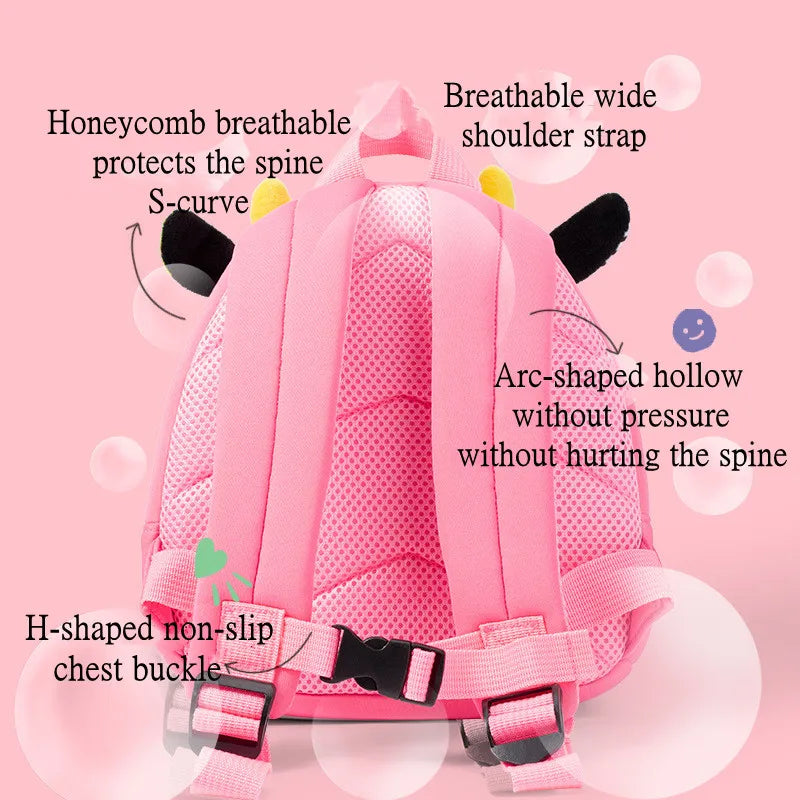 3D Cartoon Animal Backpack Lightweight Waterproof Softback for Kids