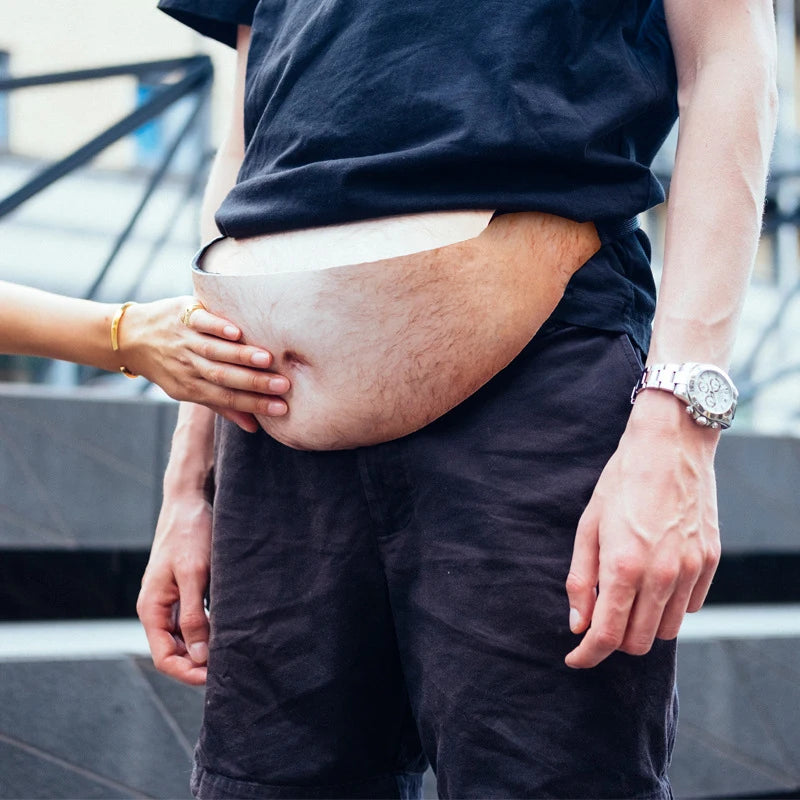 3D Woman Belly Pockets Belt Bag PU Men Beer Belly Waist Bag