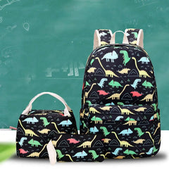 Kids Dinosaur Backpack Set Adjustable Straps Cartoon Bookbag for School