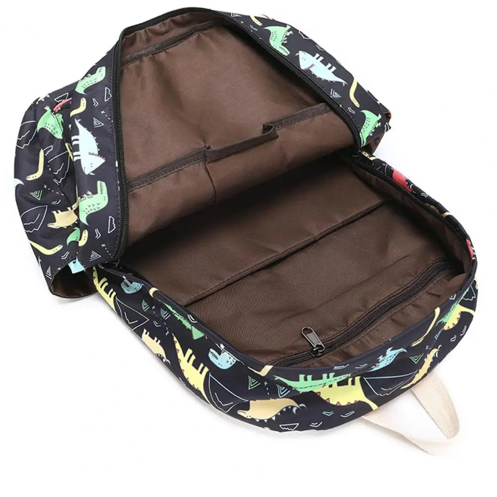 Kids Dinosaur Backpack Set Adjustable Straps Cartoon Bookbag for School
