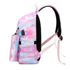 3Pcs/Set Casual Daypacks Charging Port Oxford Cloth Backpack