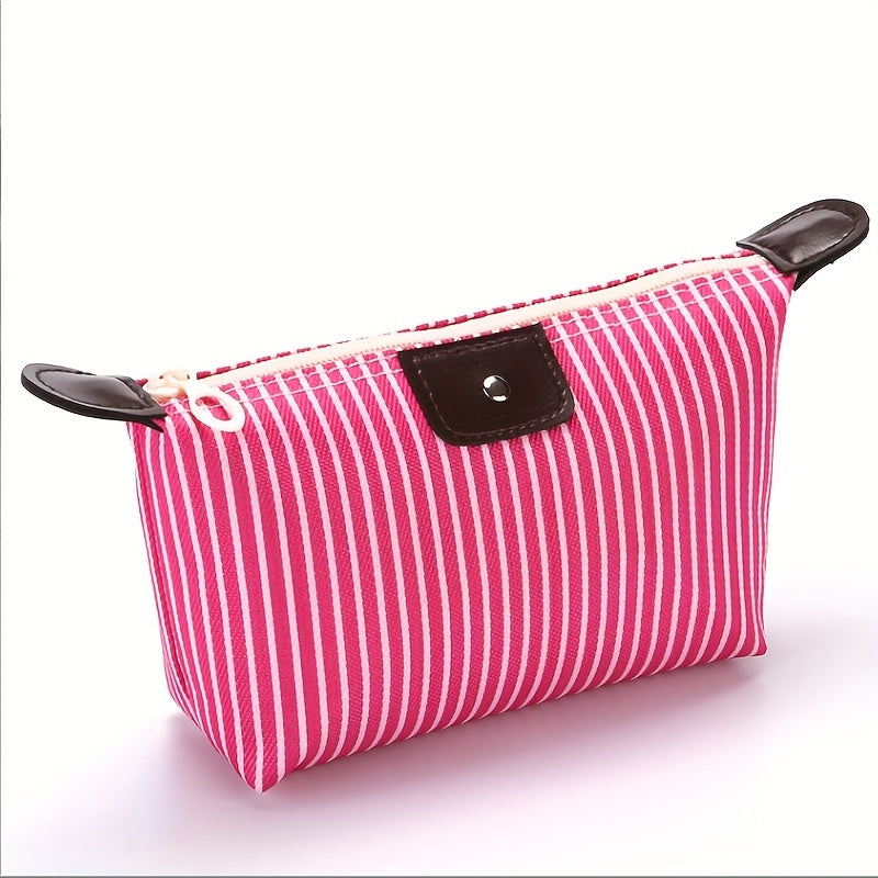 Striped Pattern Carry On Bag Zipper Cosmetic Pouch