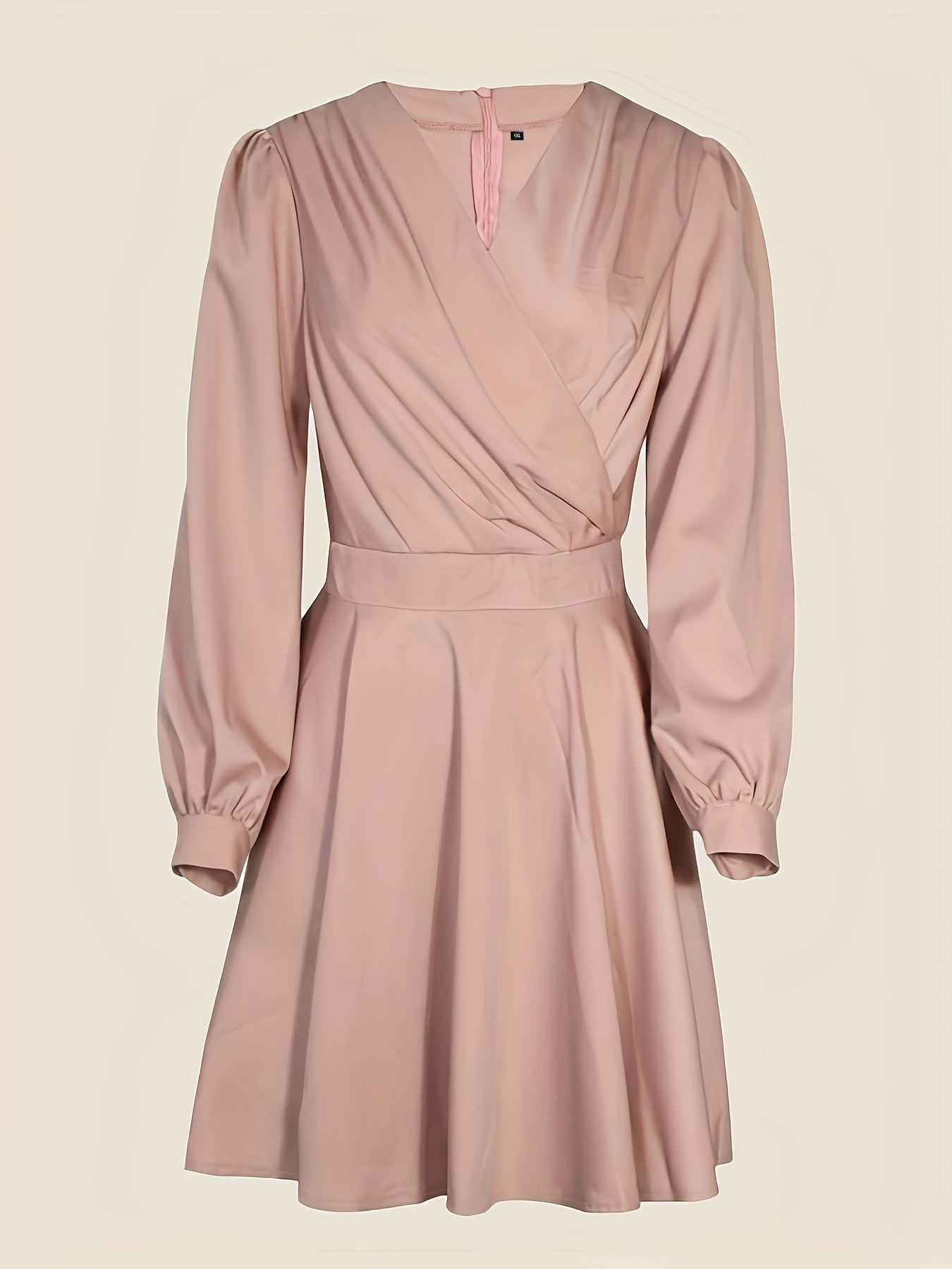  Ruched Lantern Sleeve A-line Dress