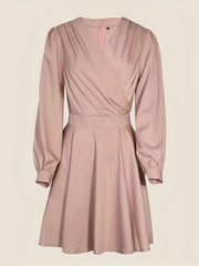  Ruched Lantern Sleeve A-line Dress