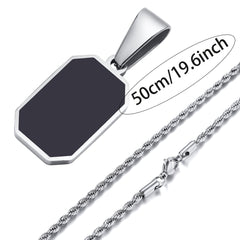 Geometric Square Necklace Enamel Rectangle Pendant Men