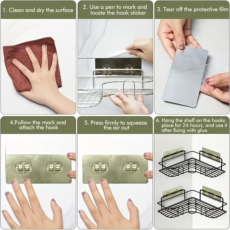 Triangle Shower Caddy Rack Wall Mounted Bathroom Kitchen Storage