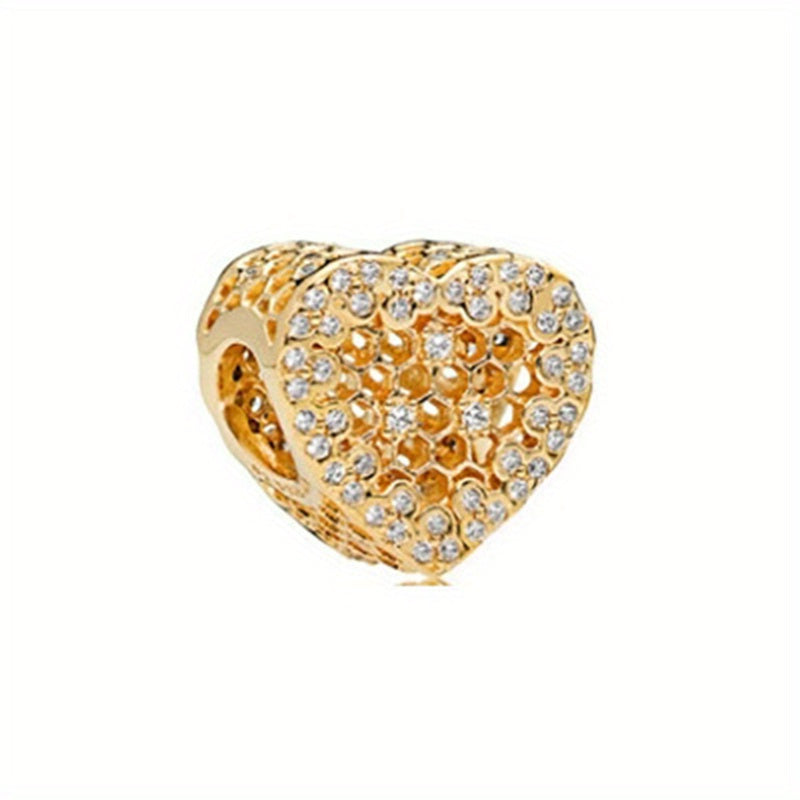 1pc Golden Beads Bee Honeycomb Crown Charm Diy Loose Beads