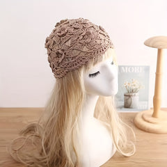 Soft Crochet Hollow Beanie Hat For Women Knitted Slouch