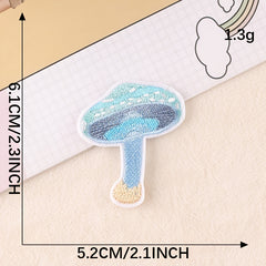 6pcs Mushroom Embroidery Patches Art Decor DIY Clothes Accessories