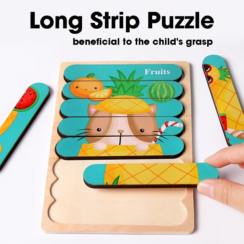 Double Sided Wooden 3D Puzzles Educational Toys For Kids