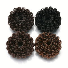 Women's Curly Bun Hair Styler Air Bun Hairpiece Wig Brown