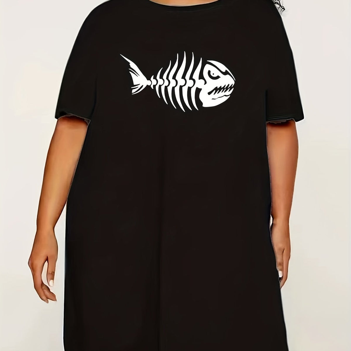  Fish Bone Print Tee Nightdress