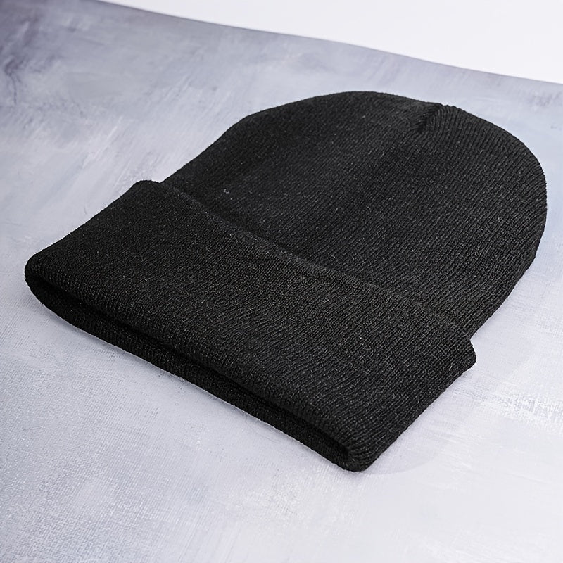 Shallow Knitted Beanie Hat Embroidery Alphabet Stretchy Soft Headwear Accessory