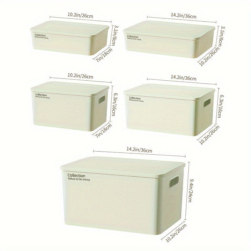 5pcs Stackable Plastic Storage Bins w/Lid - Room & Bathroom Decor