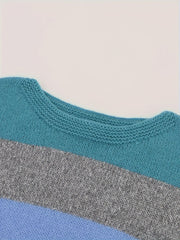  Colorblock Round Neck Sweater