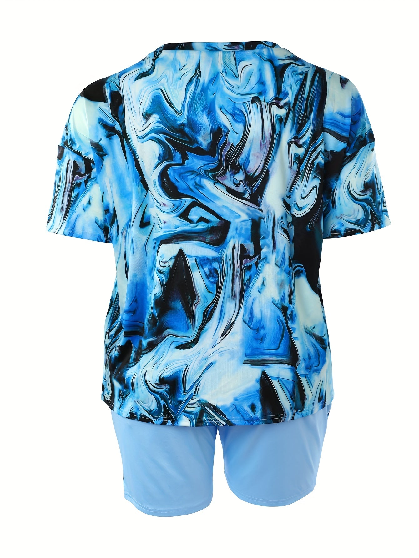  Marble Print Tee & Shorts Set