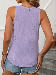  Eyelet Embroidery V Neck Tank Top