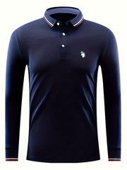 Ghost Basketball Print Men's Casual Long Sleeve Polo Shirt
