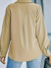  Solid Long Sleeve Button Up Top