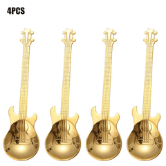 4PCS Guitar Coffee Spoons Set Stainless Steel Dessert Teaspoons