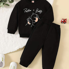 Father Baby 2pc Boys Cartoon Crew Neck Sweatshirt & Pants Set
