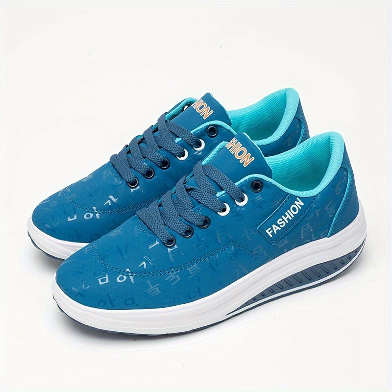 Women's Platform Wedge Walking Shoes Lace Up Sneakers