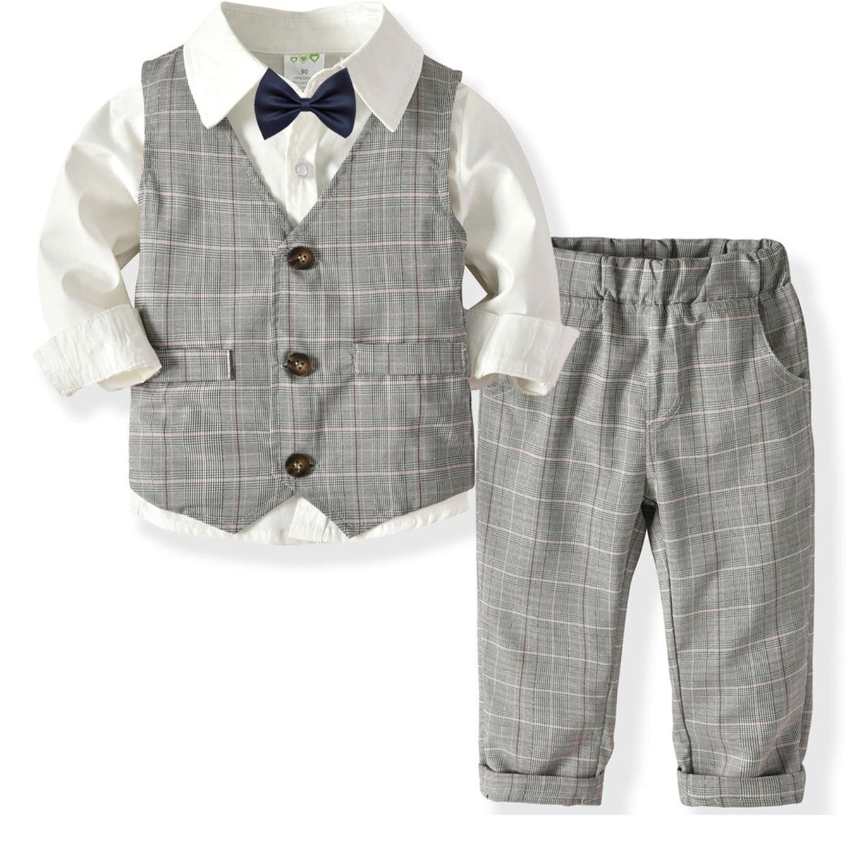 4pcs Baby Toddler Boys Gentleman Bowtie Outfits Long Sleeve Suit
